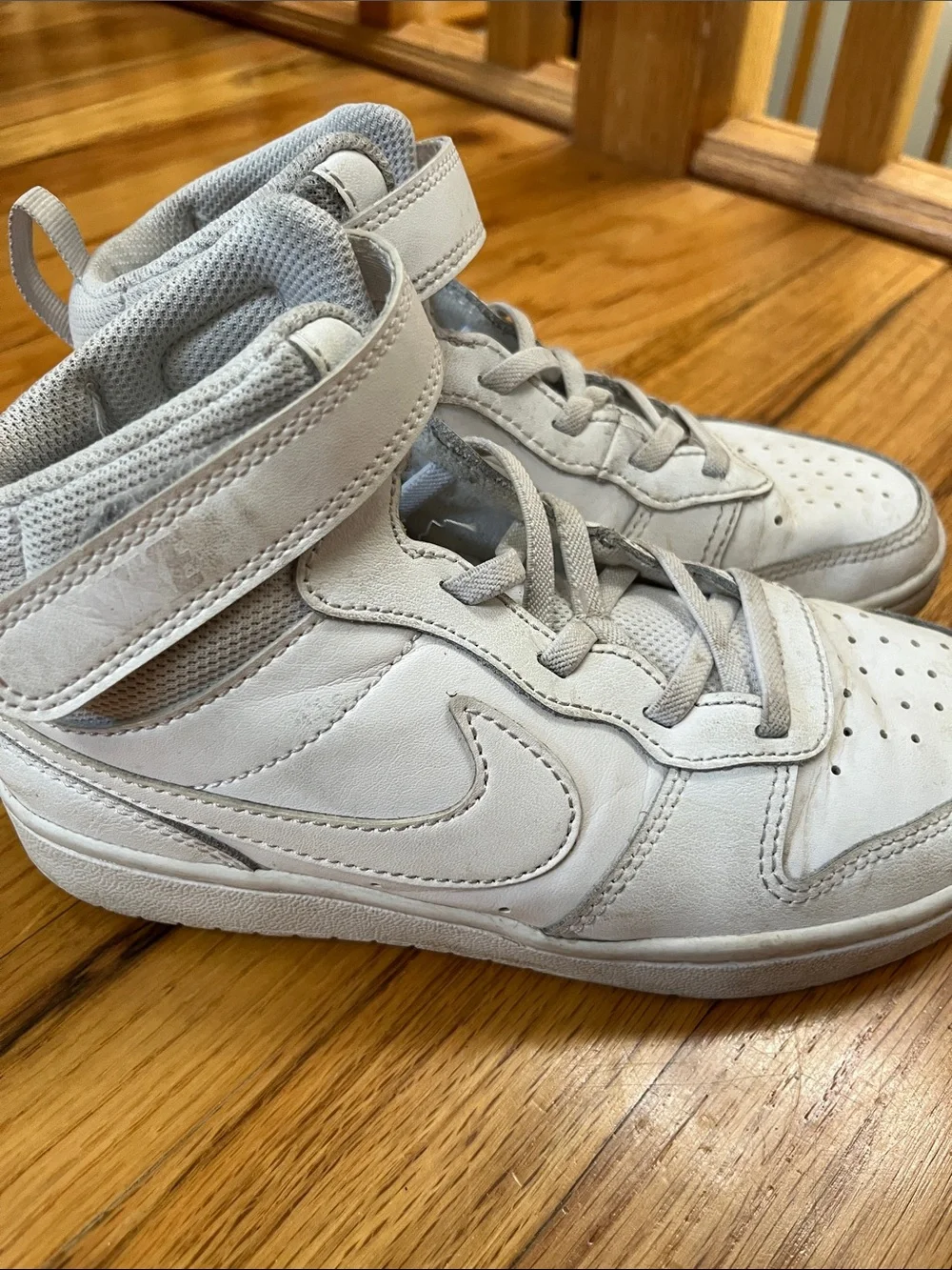 Nike Kids White High-Top Sneakers with Hook-and-Loop Strap